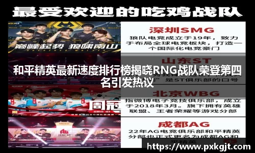 和平精英最新速度排行榜揭晓RNG战队荣登第四名引发热议