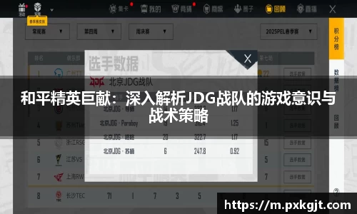 和平精英巨献：深入解析JDG战队的游戏意识与战术策略