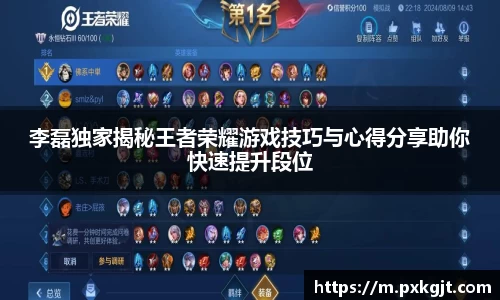 李磊独家揭秘王者荣耀游戏技巧与心得分享助你快速提升段位